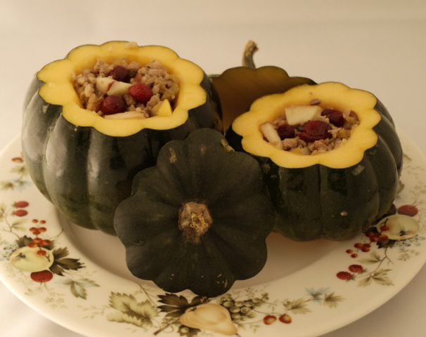 Stuffed Acorn Squashes - ready to bake