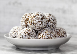 Snowballs (made with dried fruit & nuts and rolled in coconut).